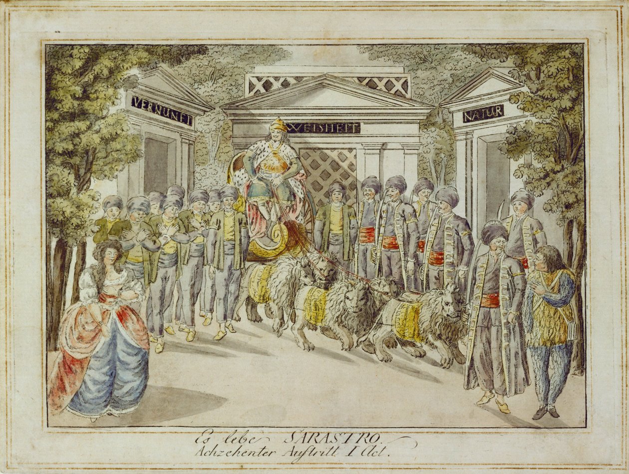 Sarastro arrive sur son char ... (gravure) - Joseph Schaffer