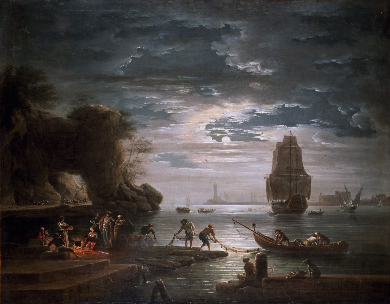 Scène côtière (La nuit) - Claude Joseph Vernet