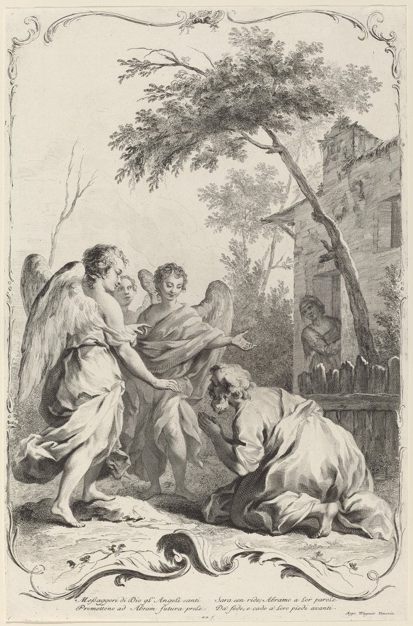 Abraham agenouillé devant les trois anges - Joseph Wagner