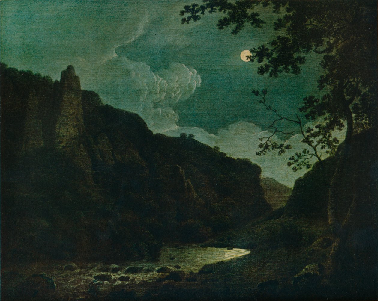 Dovedale au clair de lune, 1784 - Joseph Wright of Derby