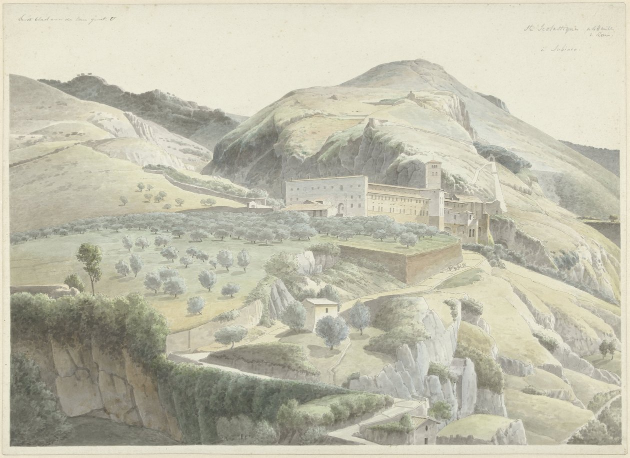 Paysage avec monastère près de Subiaco - Josephus Augustus Knip