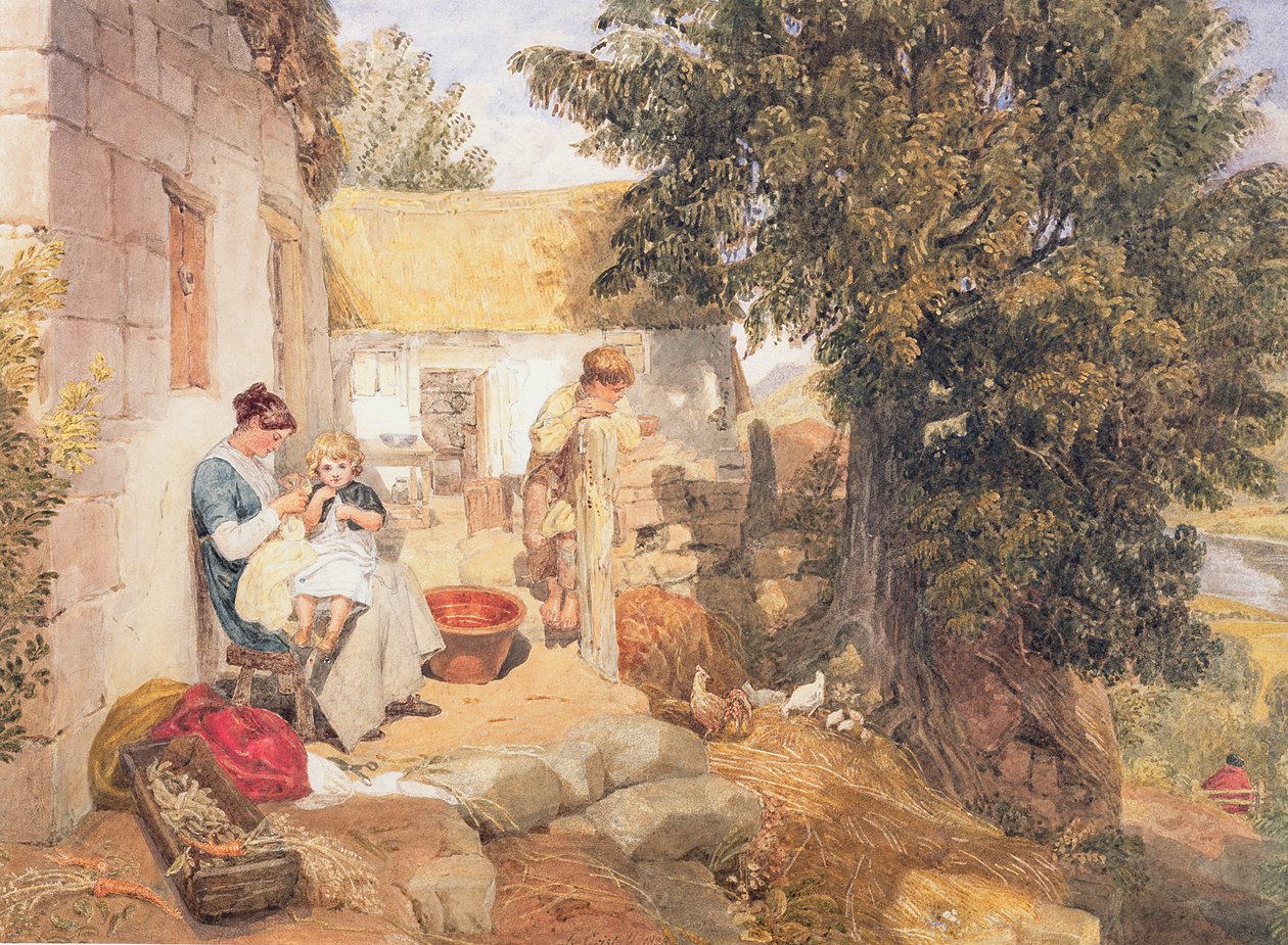 Cottages près de Symonds Yat avec des personnages de campagne, 1825 - Joshua Cristall
