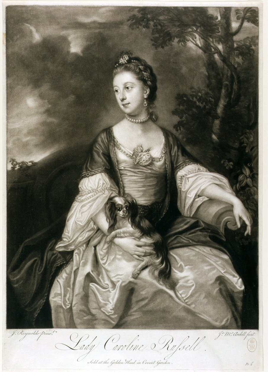 Lady Caroline Russell, gravée par James McArdell (c.1729-65) - Joshua Reynolds