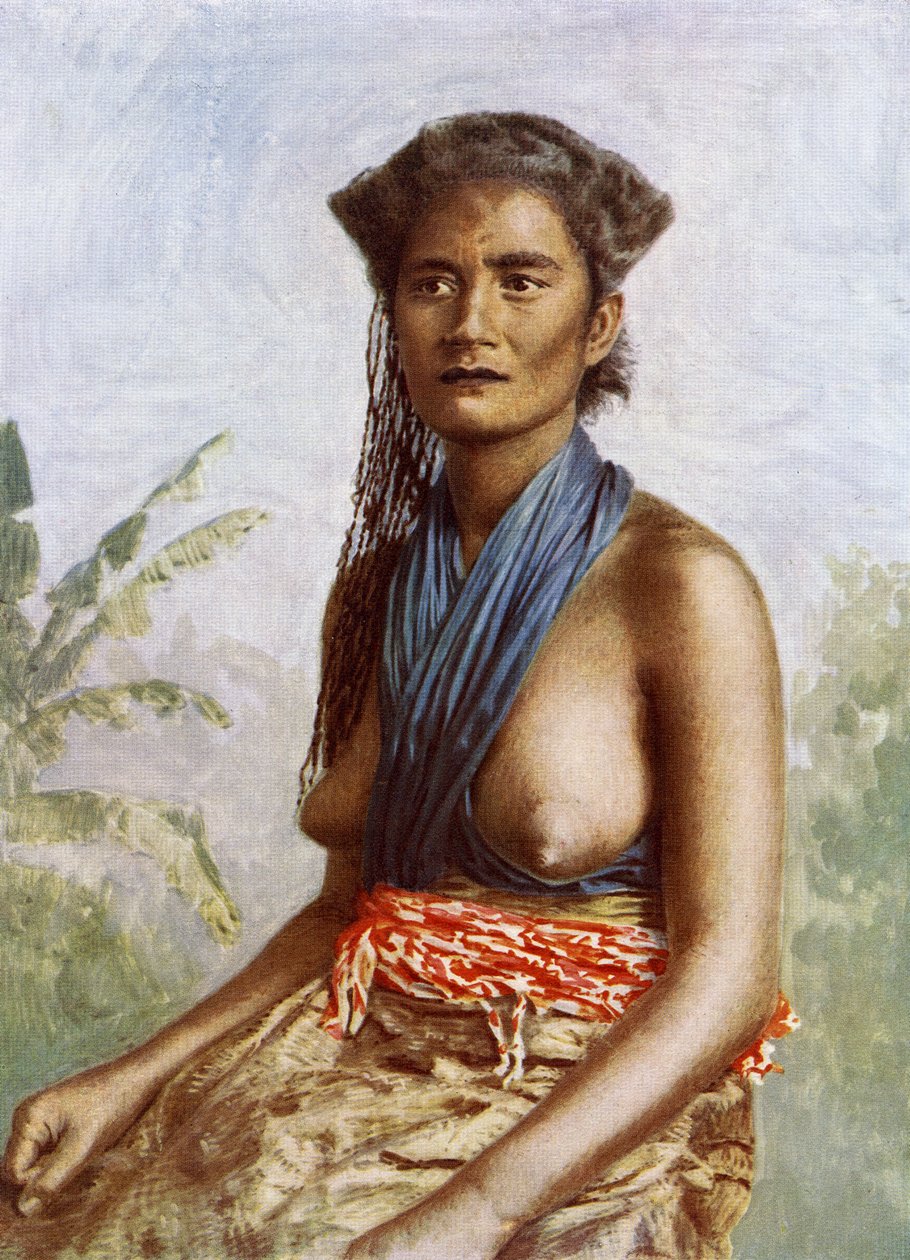 Femme fidjienne en tenue traditionnelle, vers 1900 - Josiah Martin