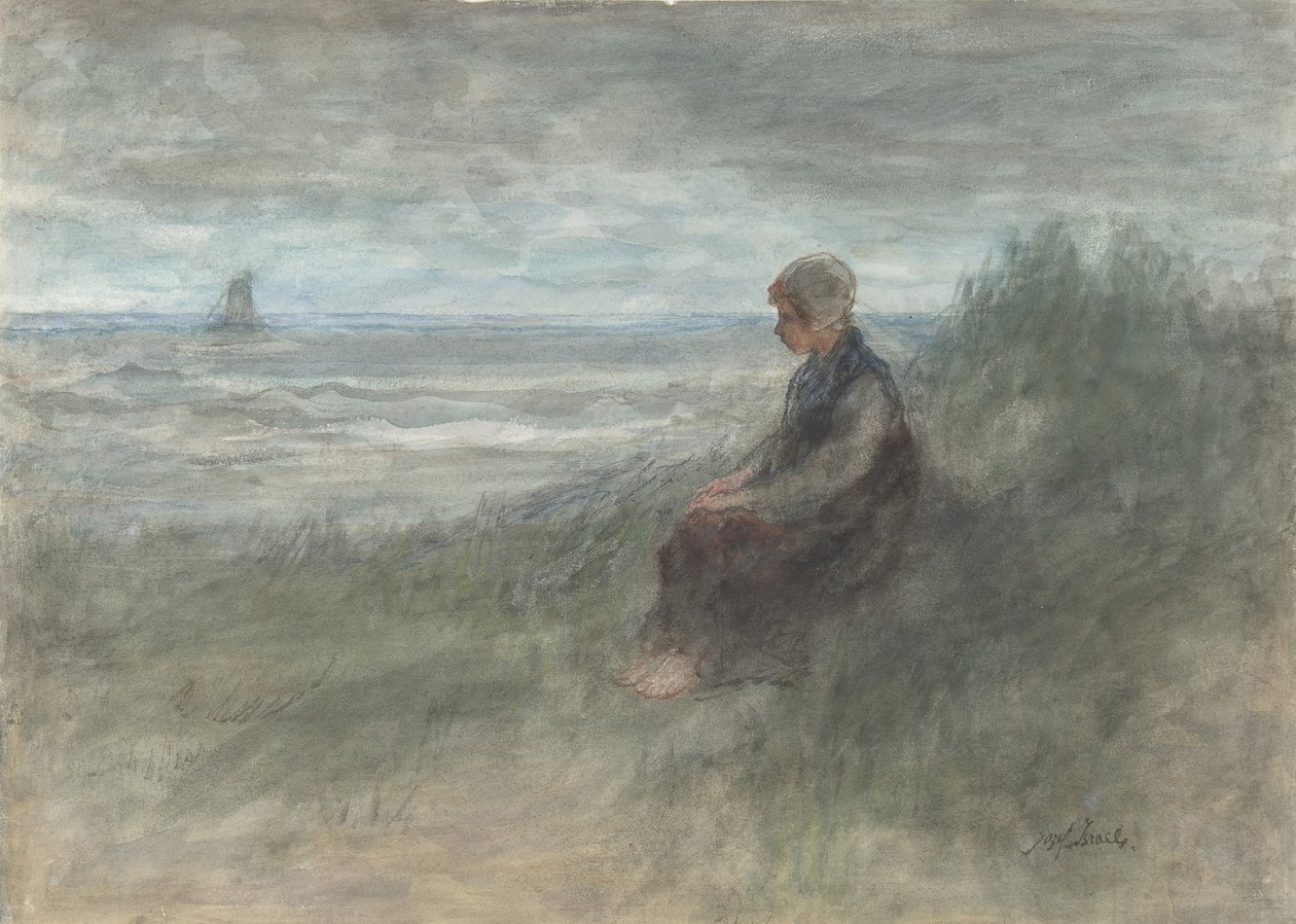 Fille dans les Dunes, milieu du 19e-début du 20e siècle - Jozef Israëls