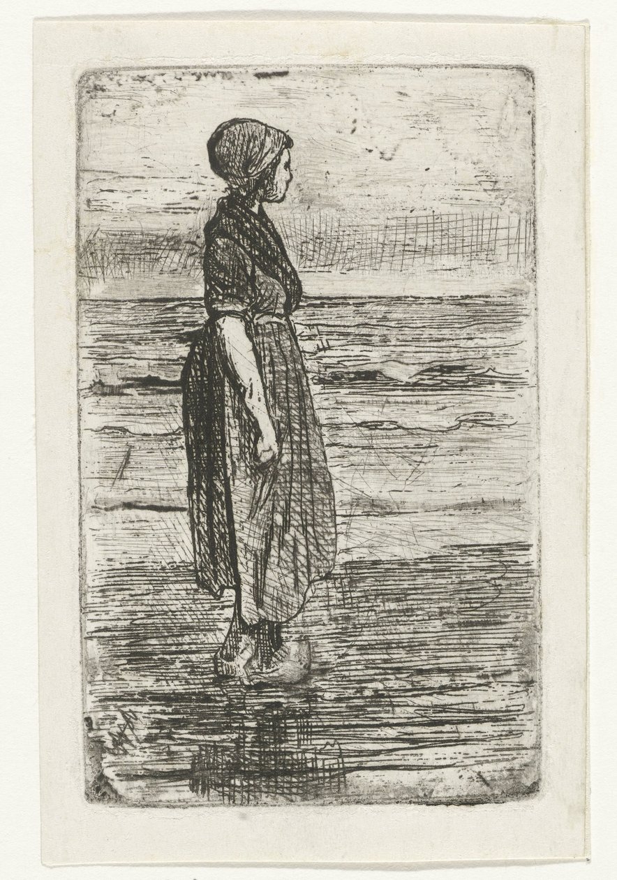 Femme debout sur la plage - Jozef Israëls