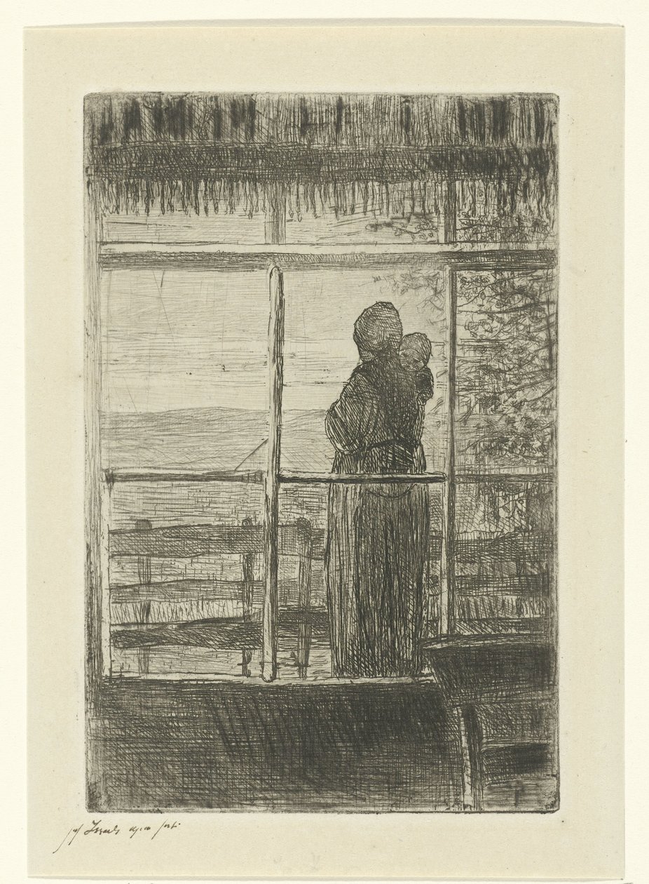 Femme attendant avec enfant - Jozef Israëls