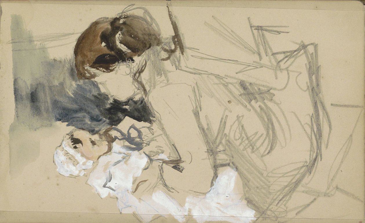 Mère assise soulevant un bébé - Jozef Israëls