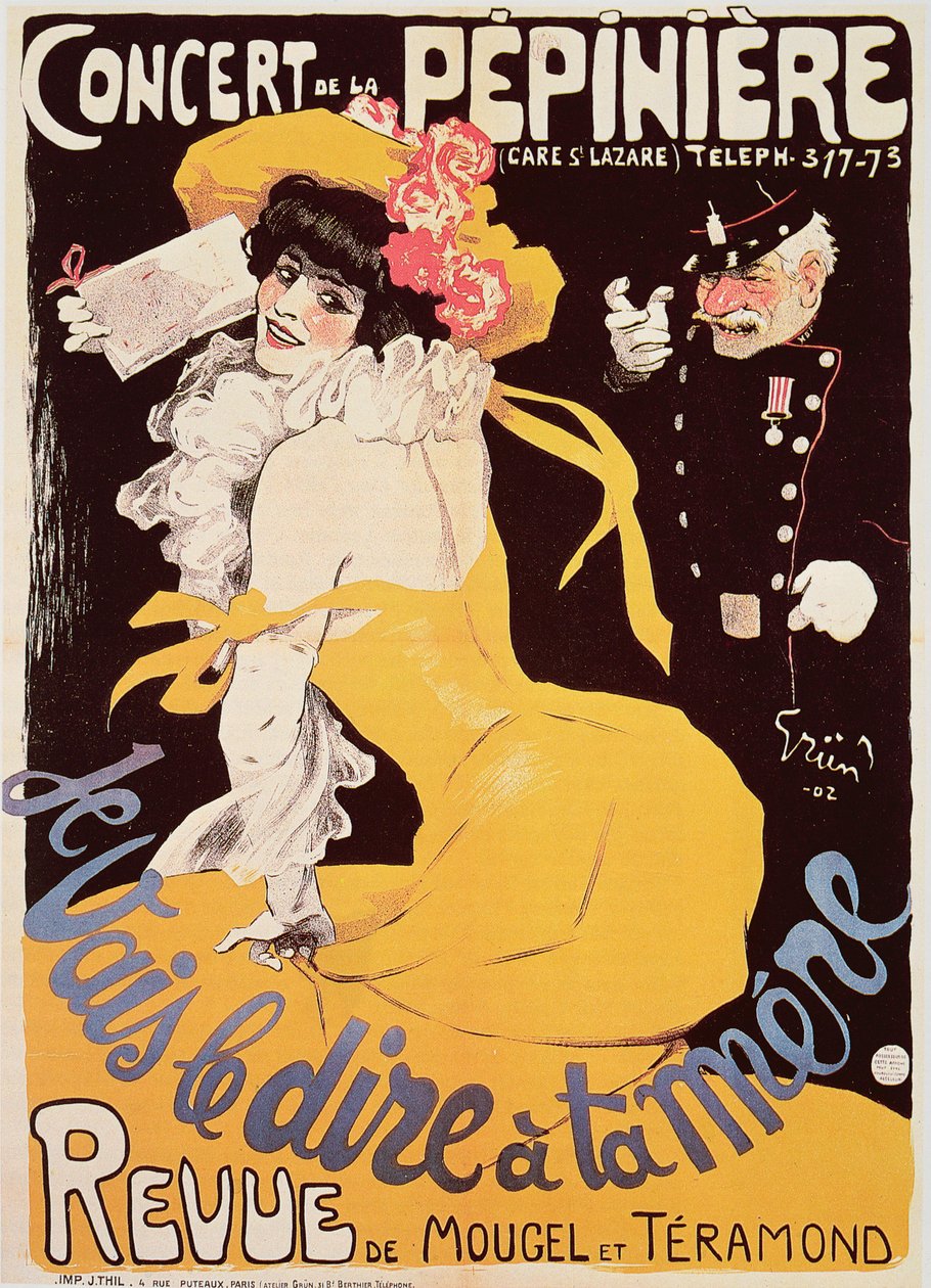 Affiche pour le Concert de la Pépinière, 1902 - Jules Alexandre Gruen or Grun
