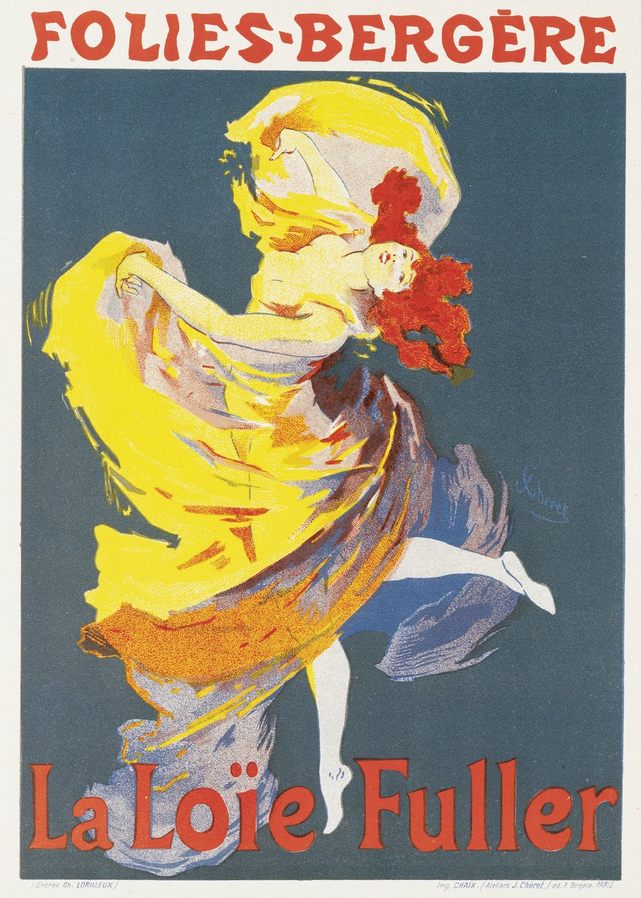Affiche publicitaire pour une performance de danse de Loie Fuller au Folies-Bergère - Jules Cheret