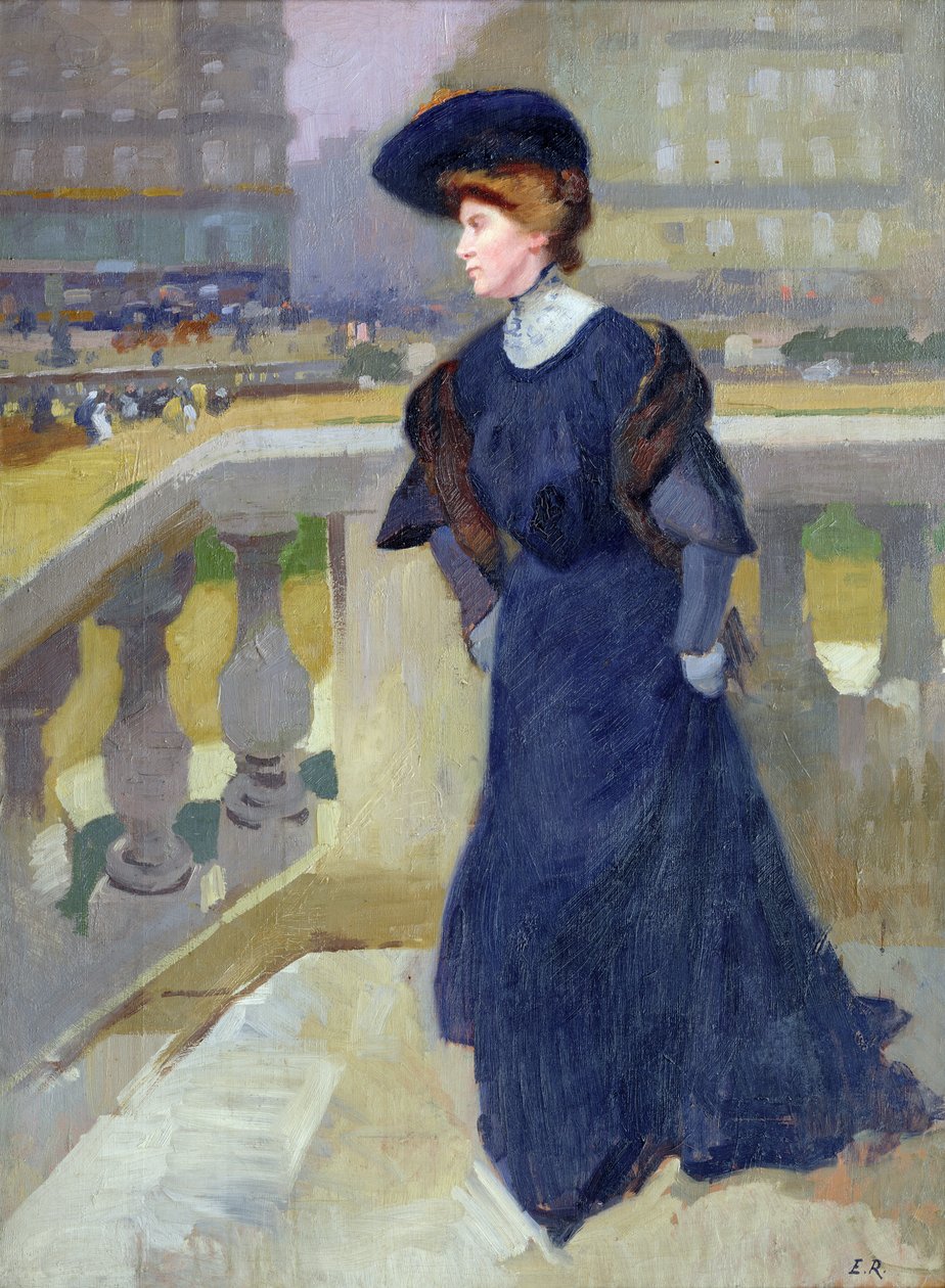 Madame Renoux sur les marches de l