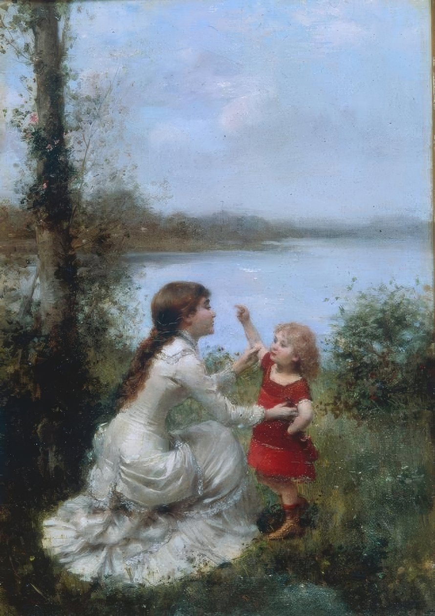 En jouant au bord du lac - Jules Frederic Ballavoine