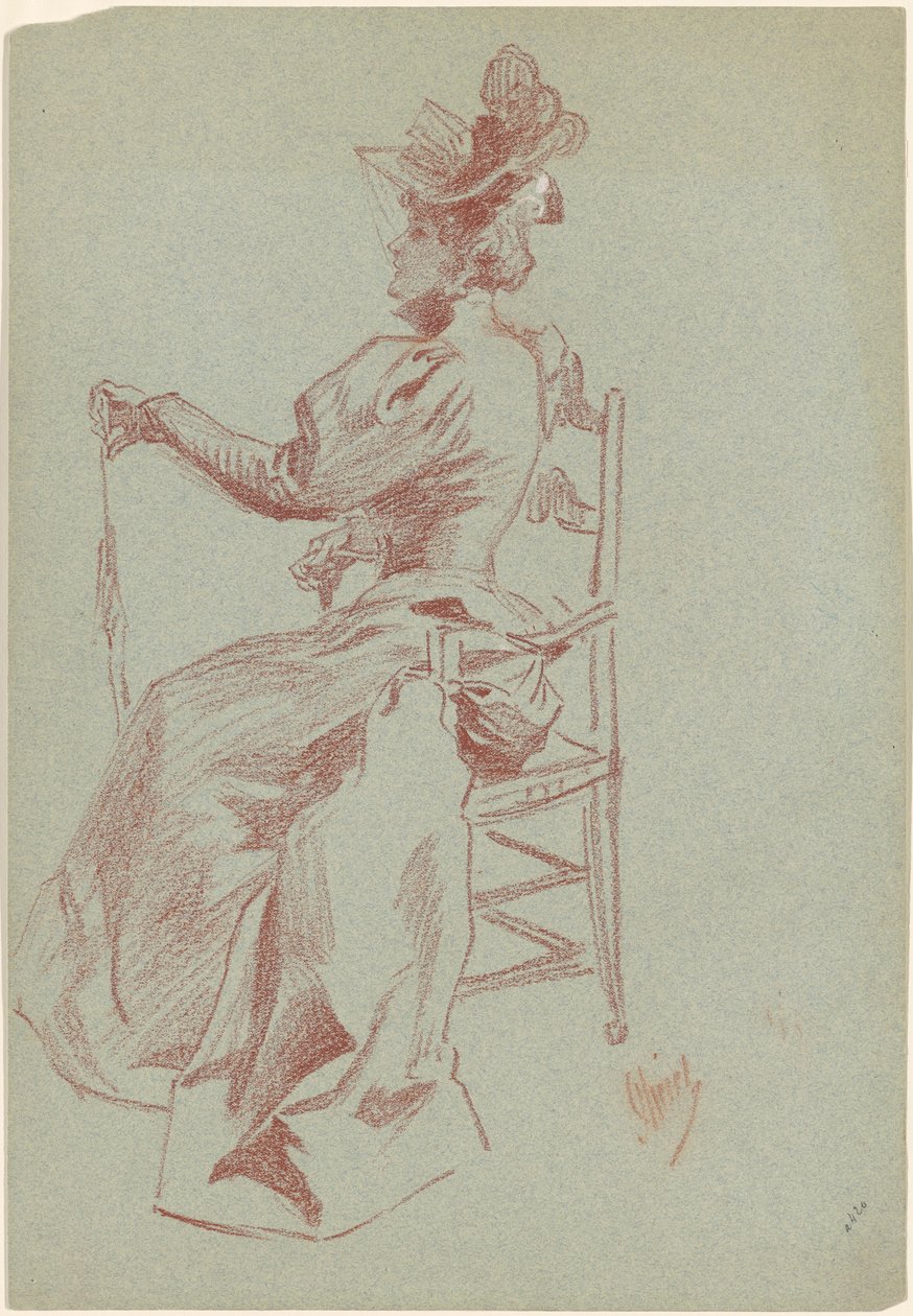 Dame élégante assise sur une chaise - Jules Cheret
