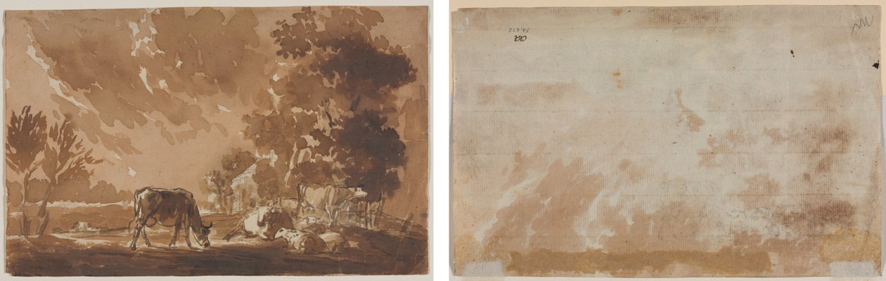 Paysage avec bétail (recto) Bétail (verso) - Jules Dupré