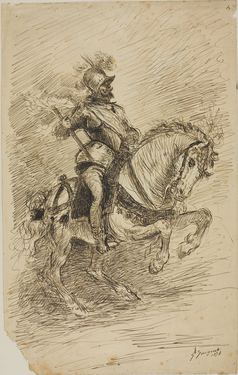 Cavalier à cheval - Jules Jacquet