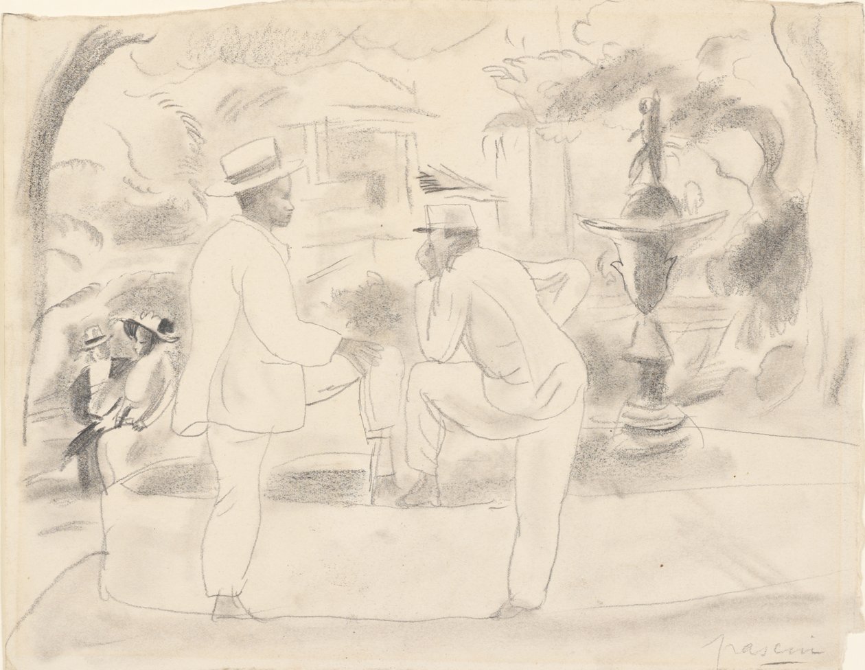 Deux hommes dans le parc - Jules Pascin
