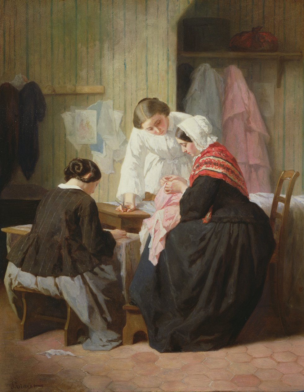 Dames cousant - Jules Trayer