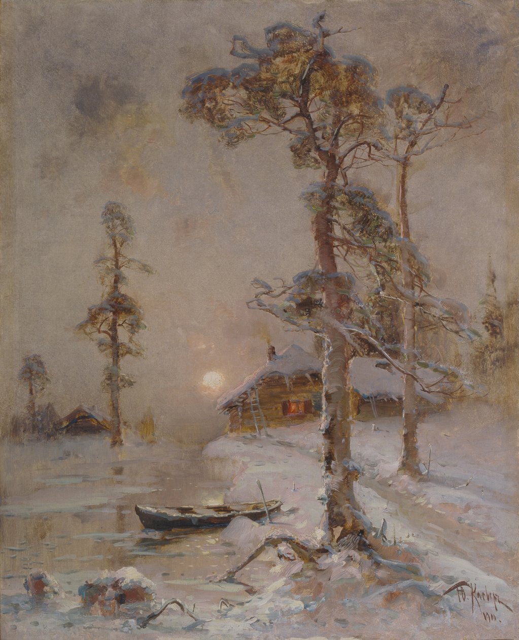 Coucher de soleil en hiver, 1900 - Juli Julievich Klever