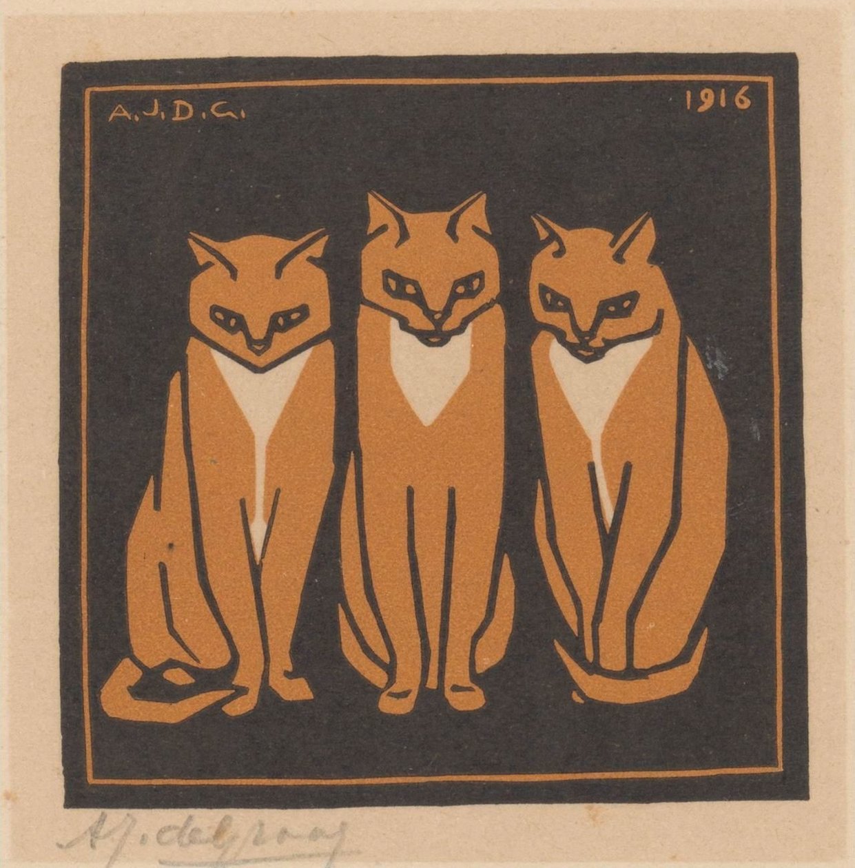 Trois chats - Julie de Graag (signed by artist)