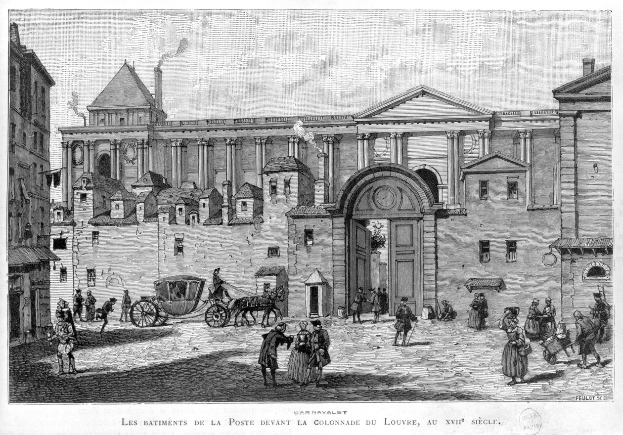 La poste de Paris devant la colonnade du Louvre au XVIIe siècle - Julien Antoine Peulot