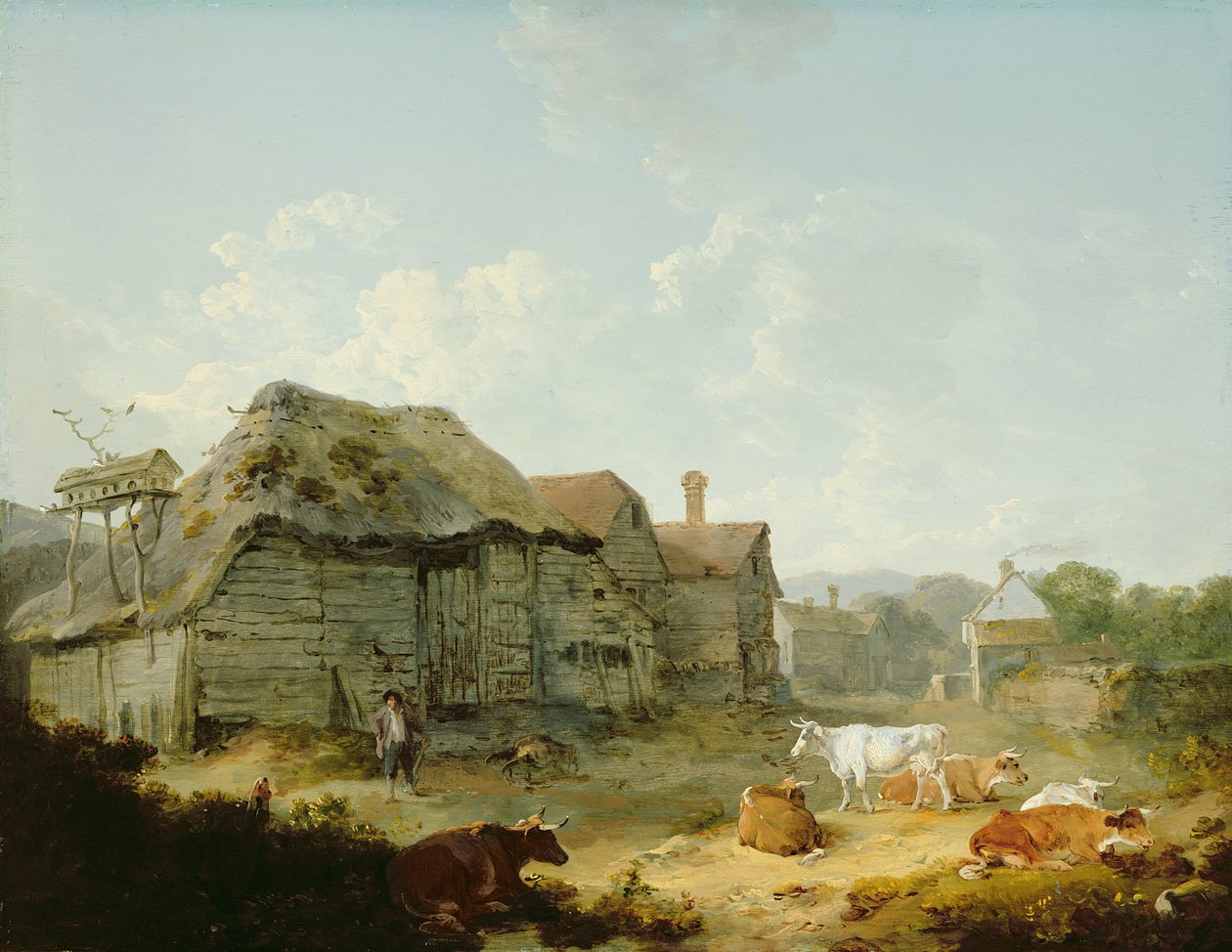 Une ferme, Otford, Kent - Julius Caesar Ibbetson