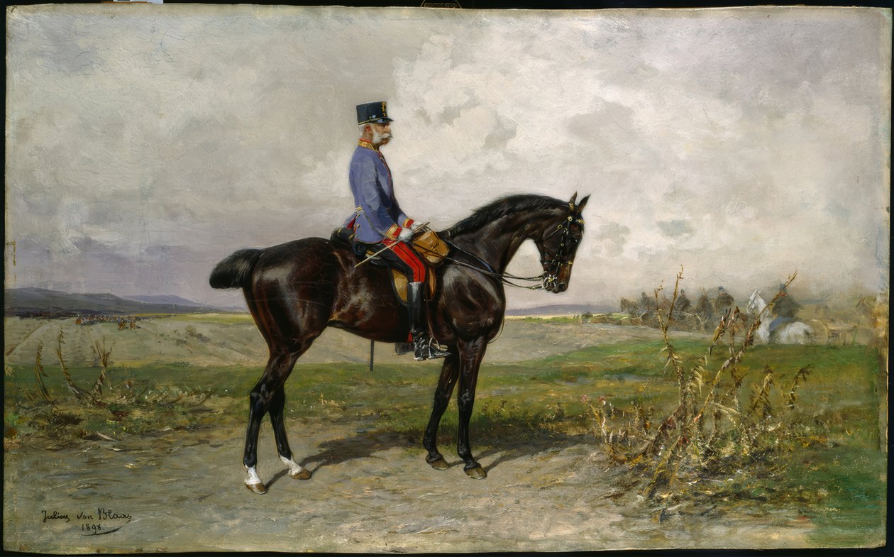 Franz Joseph, Portrait équestre / Blaas - Julius von Blaas