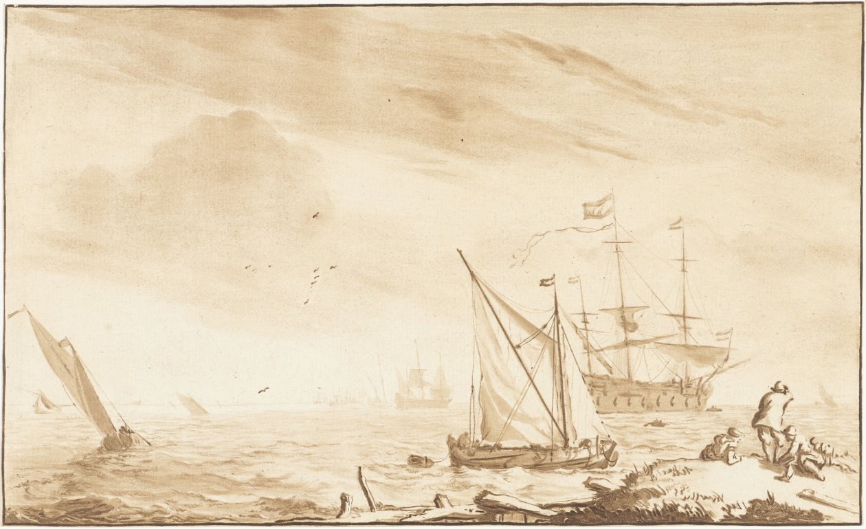 Navire de guerre près de la plage - Jurriaan Cootwijck