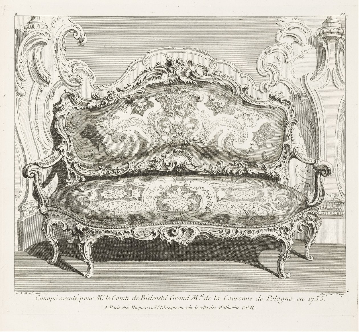 Canapé exécuté pour M. le Comte de Bielinski Grand Maréchal de la Couronne de Pologne, en 1735 - Juste Aurèle Meissonnier