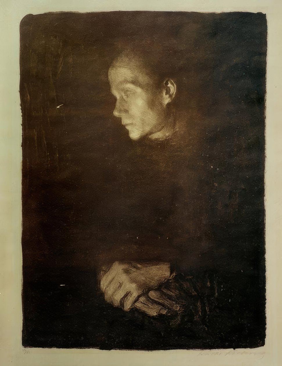 Femme ouvrière de profil à gauche - Käthe Kollwitz
