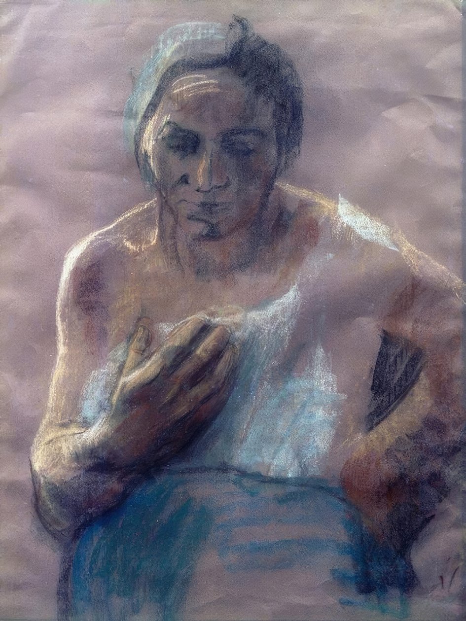 Femme ouvrière avec la main sur la poitrine - Käthe Kollwitz