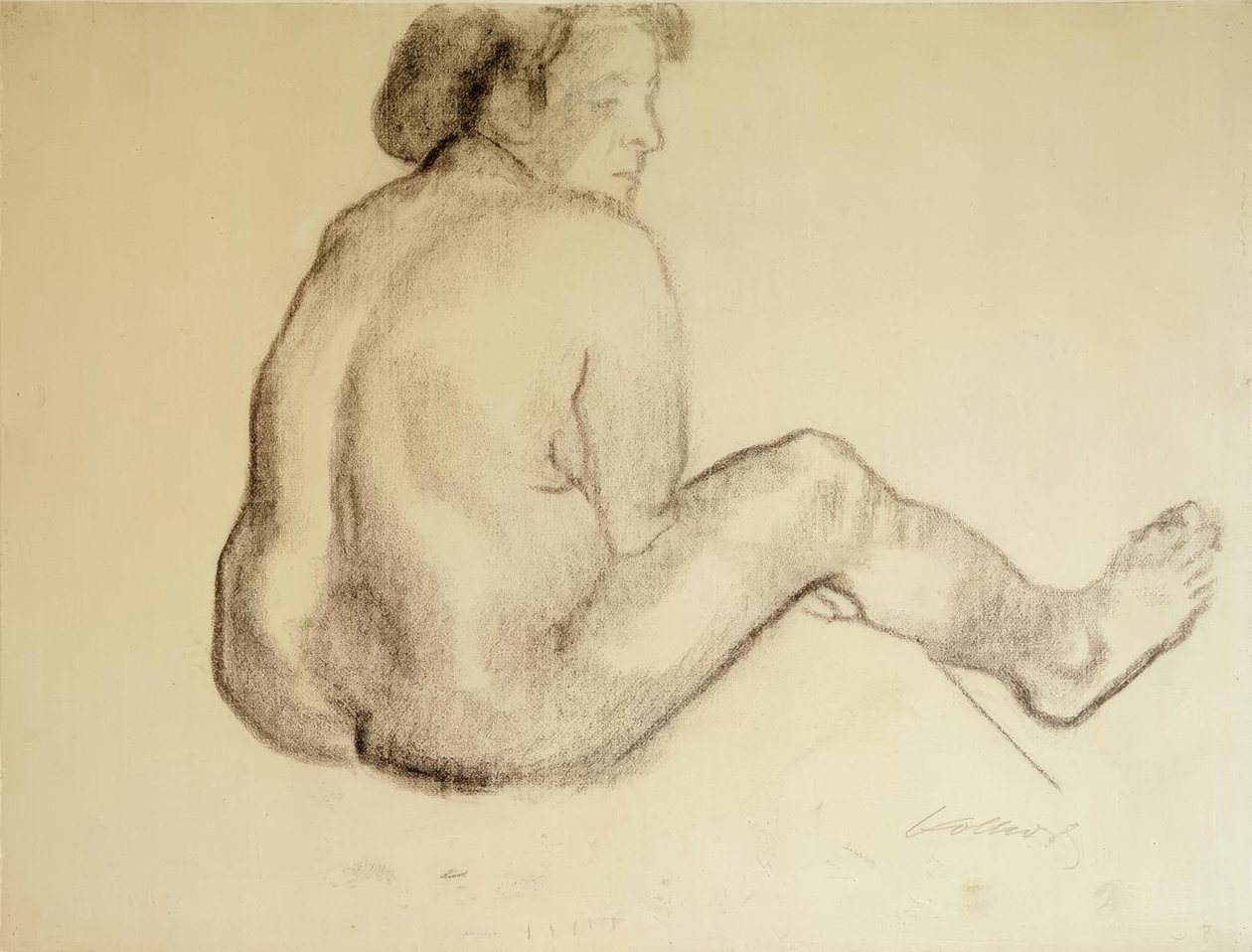 Femme assise de dos vers la droite - Käthe Kollwitz