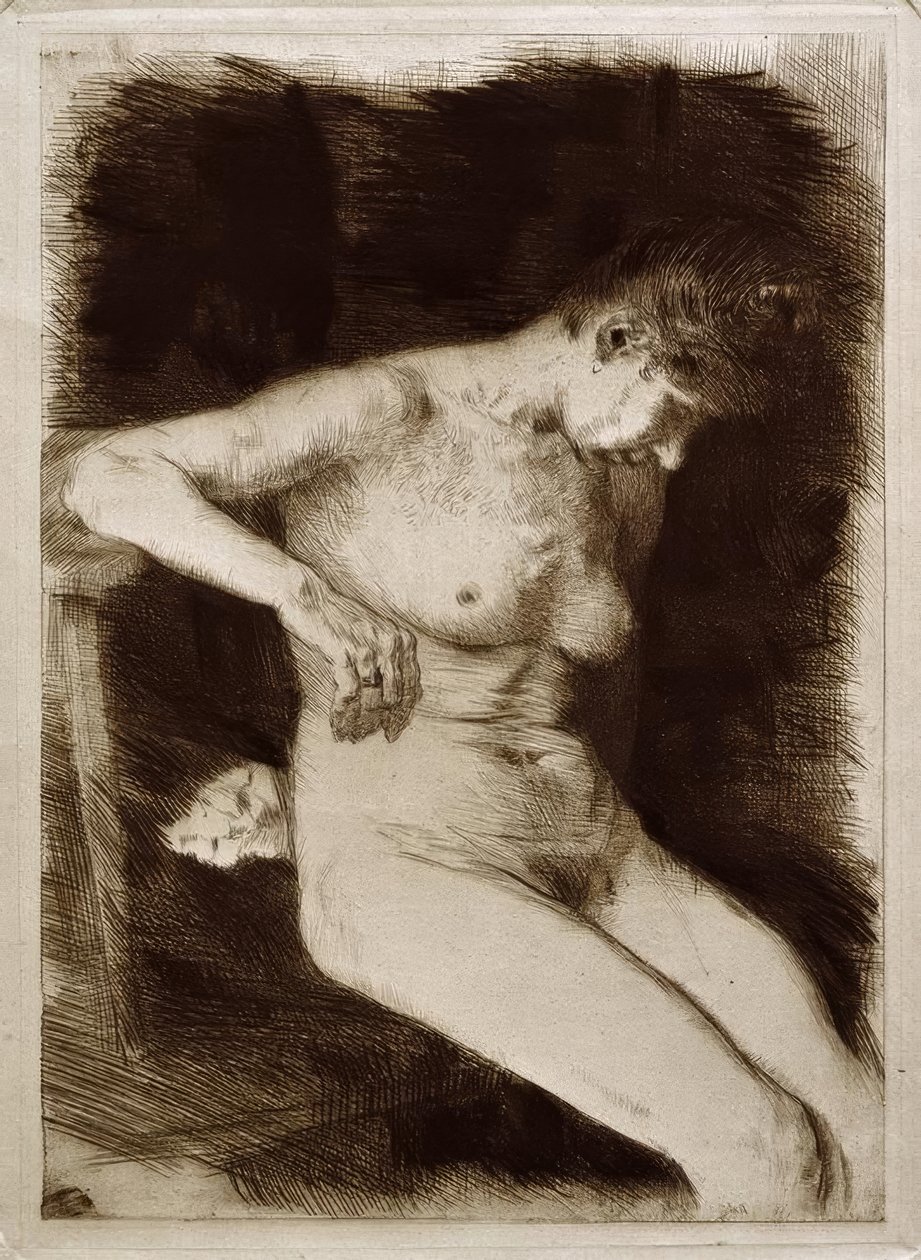 Nu féminin assis - Käthe Kollwitz