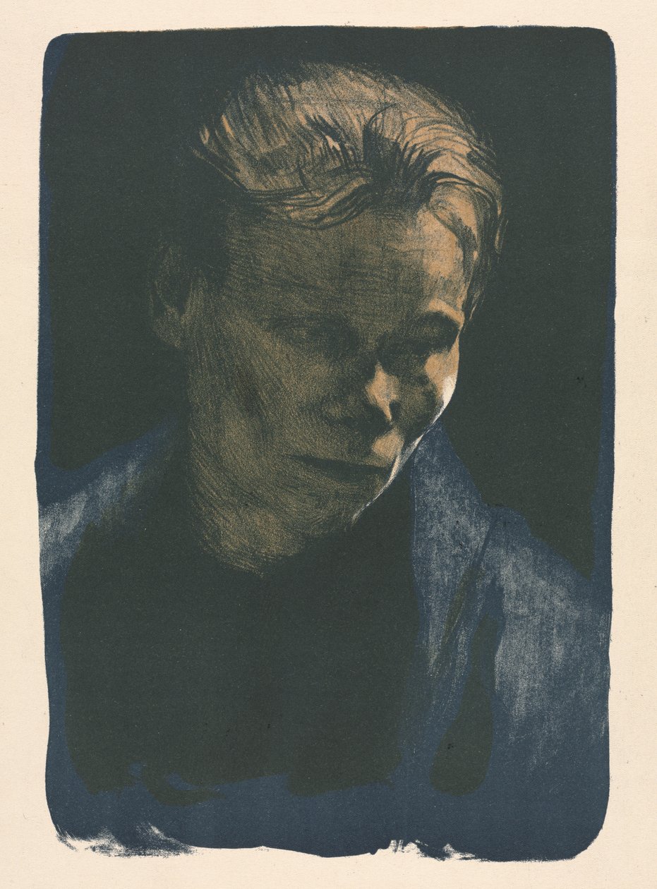 Femme travaillant avec un châle bleu - Käthe Kollwitz