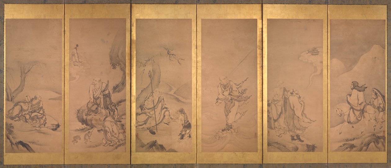 Patriarches bouddhistes, taoïstes et confucéens - Kano Sanraku