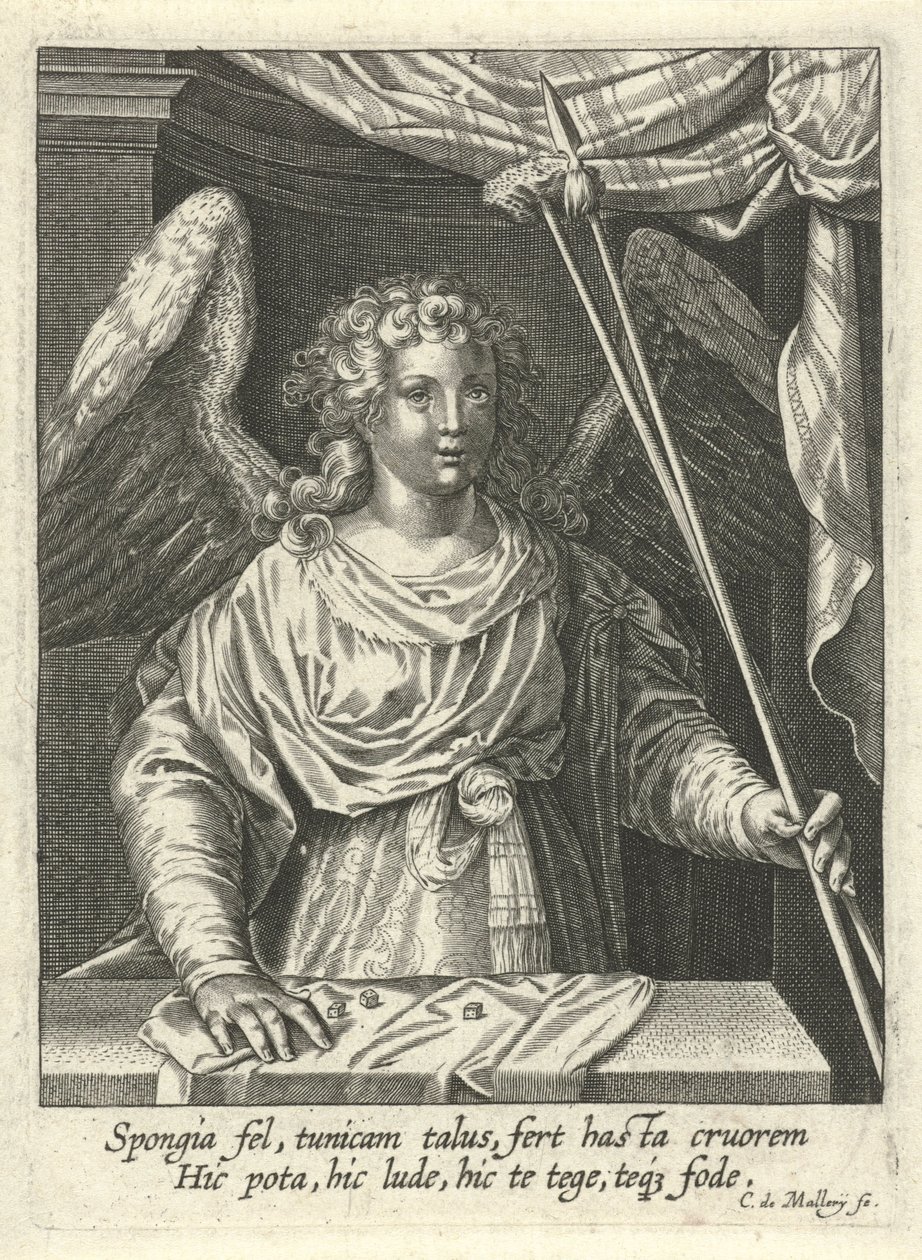 Ange avec lance, éponge et dés - Karel van Mallery