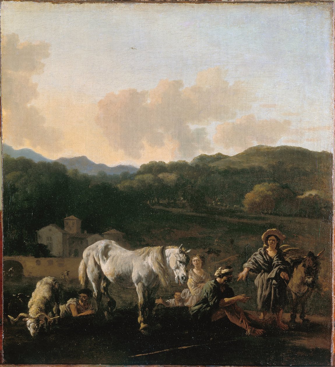 Des paysans et un cheval blanc - Karel Dujardin