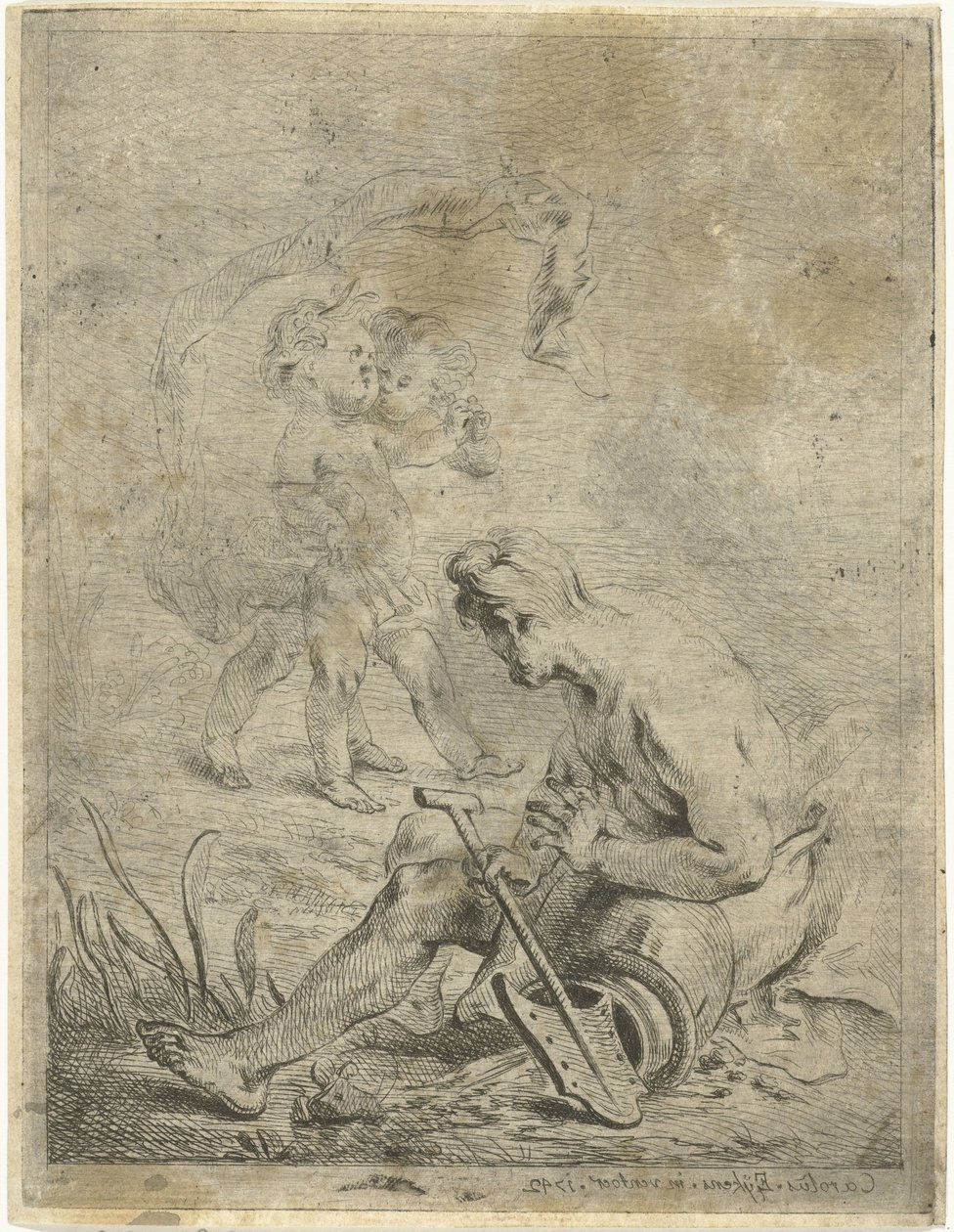 Dieu de la rivière regardant deux putti - Karel Ykens (II)