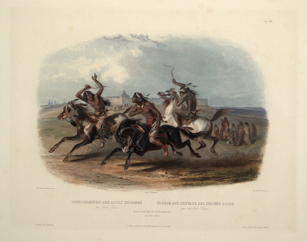 Course de chevaux des Indiens Sioux - Karl Bodmer