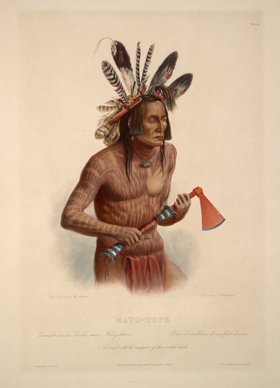 Mato-Tope orné des insignes de ses exploits guerriers - Karl Bodmer