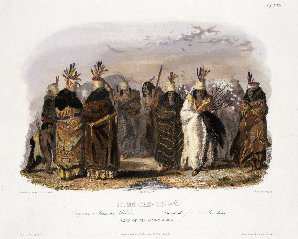 Ptihn-Tak-Ochata, danse des femmes Mandan, planche 28 du Volume 1 de 