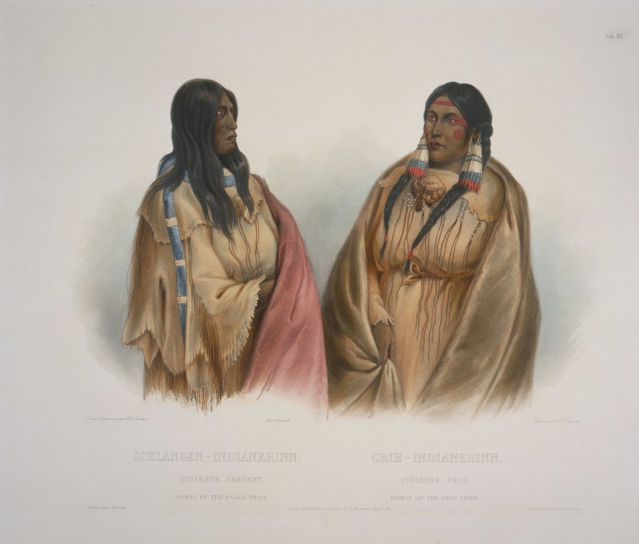 Femme de la tribu des serpents, Femme de la tribu des Cris - Karl Bodmer
