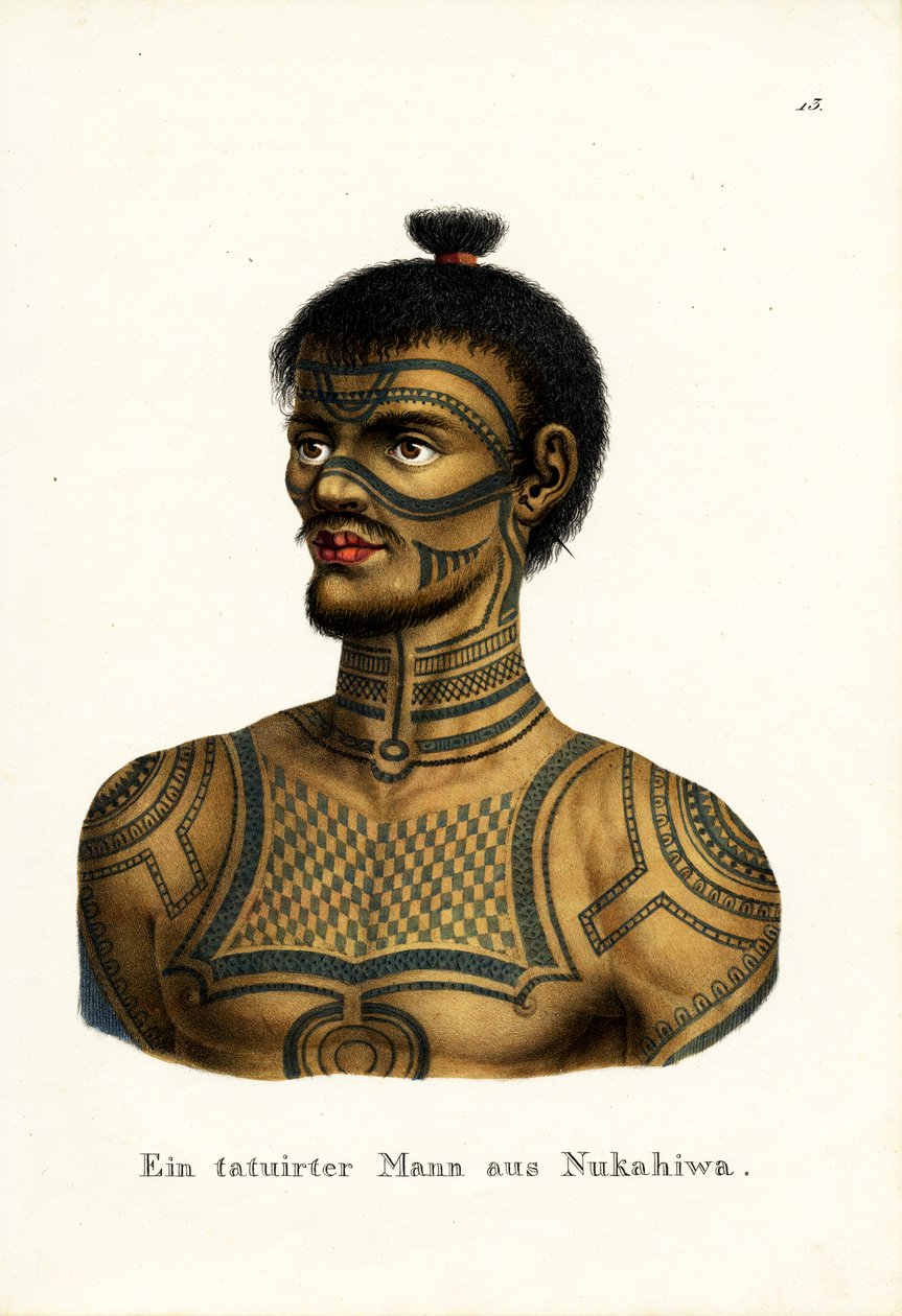 Homme tatoué de Nukahiwa, 1824 - Karl Joseph Brodtmann