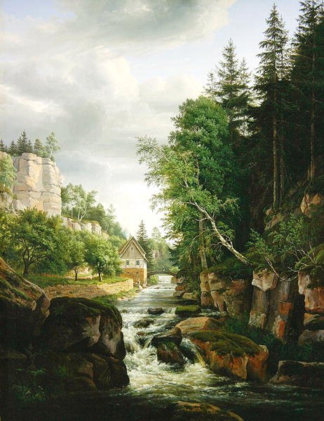Moulin dans la vallée de Muehle, Liebenthal - Karl Christian Sparmann
