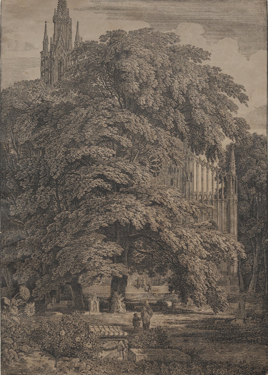 Église gothique parmi les chênes, 1810 - Karl Friedrich Schinkel