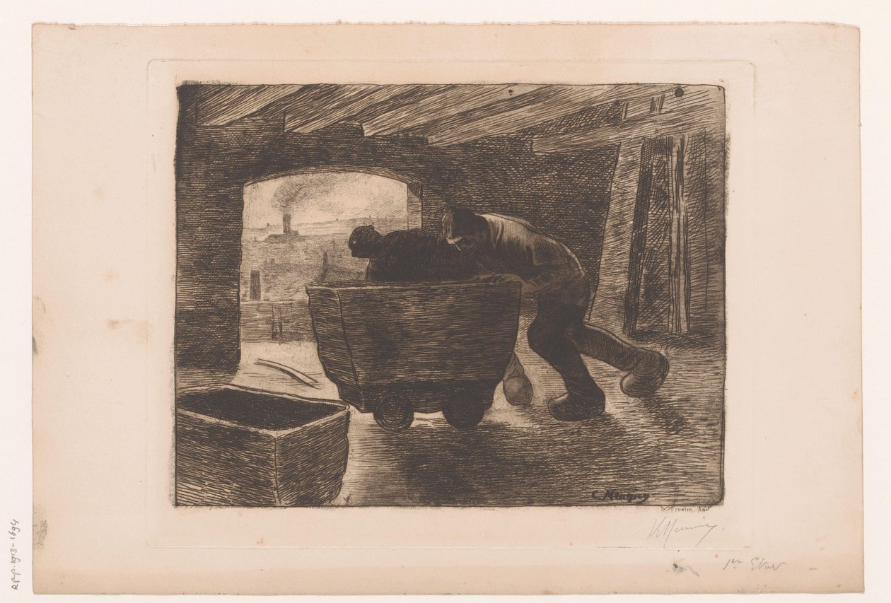 Deux mineurs poussant un chariot - Karl Meunier