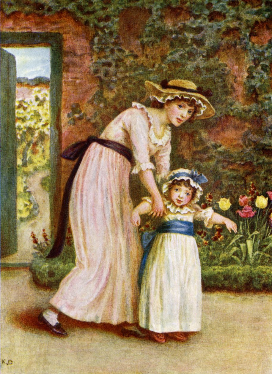Deux filles dans un jardin - Kate Greenaway