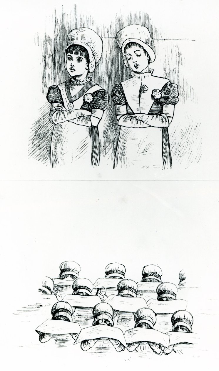 Enfants de la charité, c.1880 (gravure) - Kate Greenaway