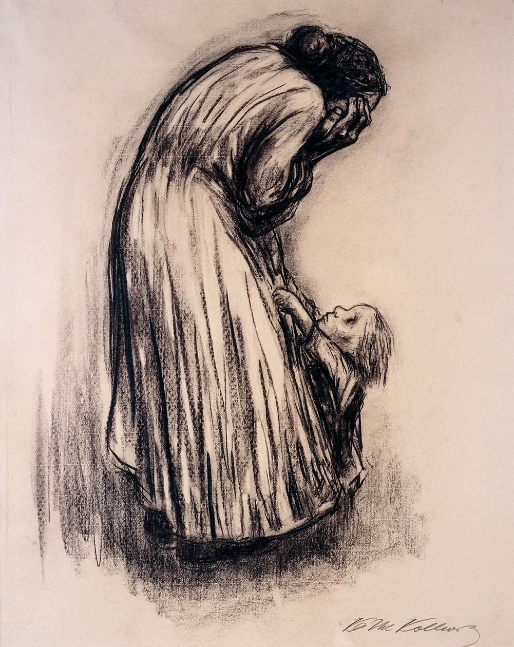 Femme désespérée avec enfant - Käthe Kollwitz