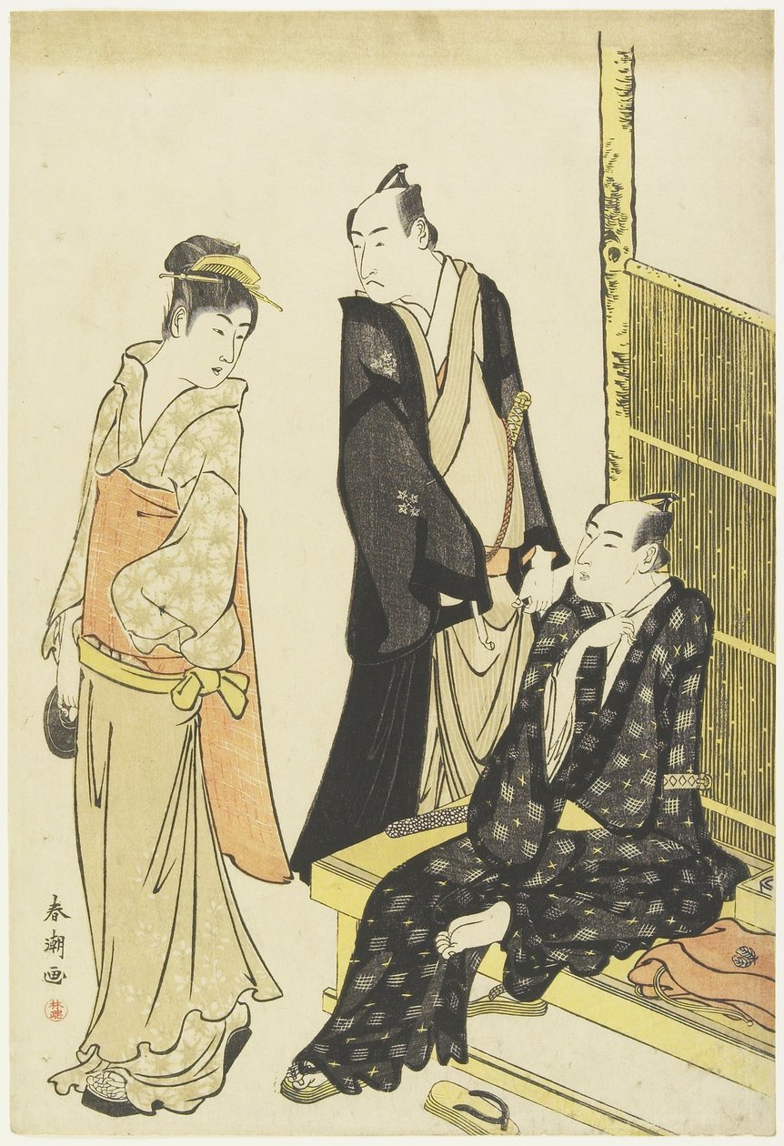 Ichikawa Monnosuke II, Onoe Matsusuke dans une maison de thé, c. 1780-1795 - Katsukawa Shuncho