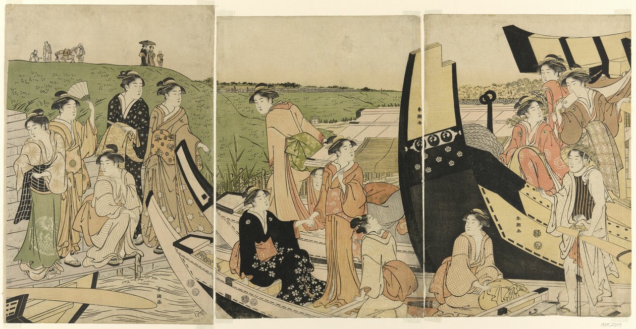 Bateaux de plaisance à un débarcadère - Katsukawa Shuncho